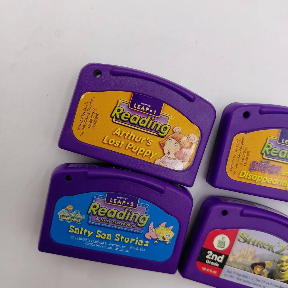 LeapFrog LeapPad Game Lot Shrek 2 SpongeBob Scooby-Doo Arthur Reading Cartridges